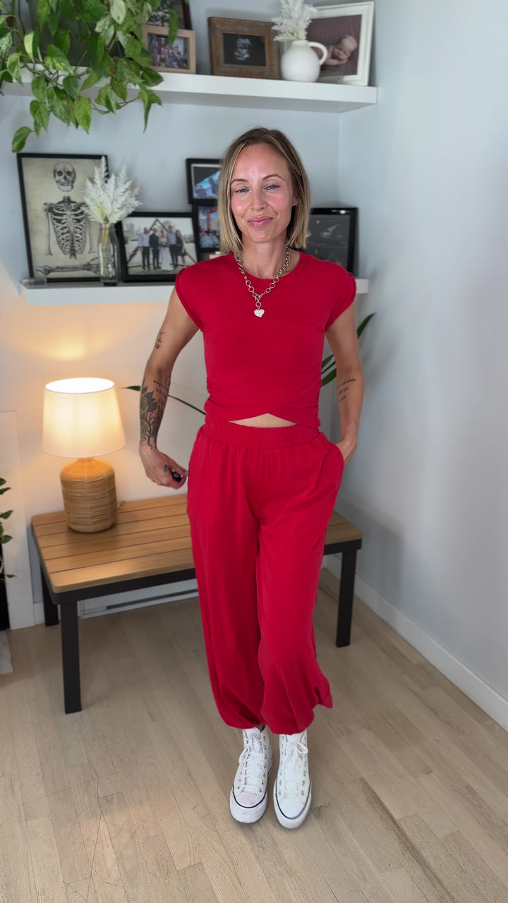 MONO B Jodie Pima Cotton Set- SMITTEN CHERRY
