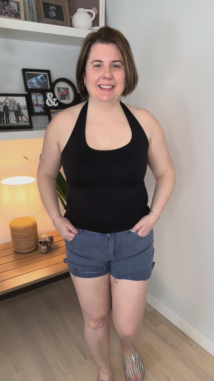 Salena Denim Shorts- BLACKBERRY
