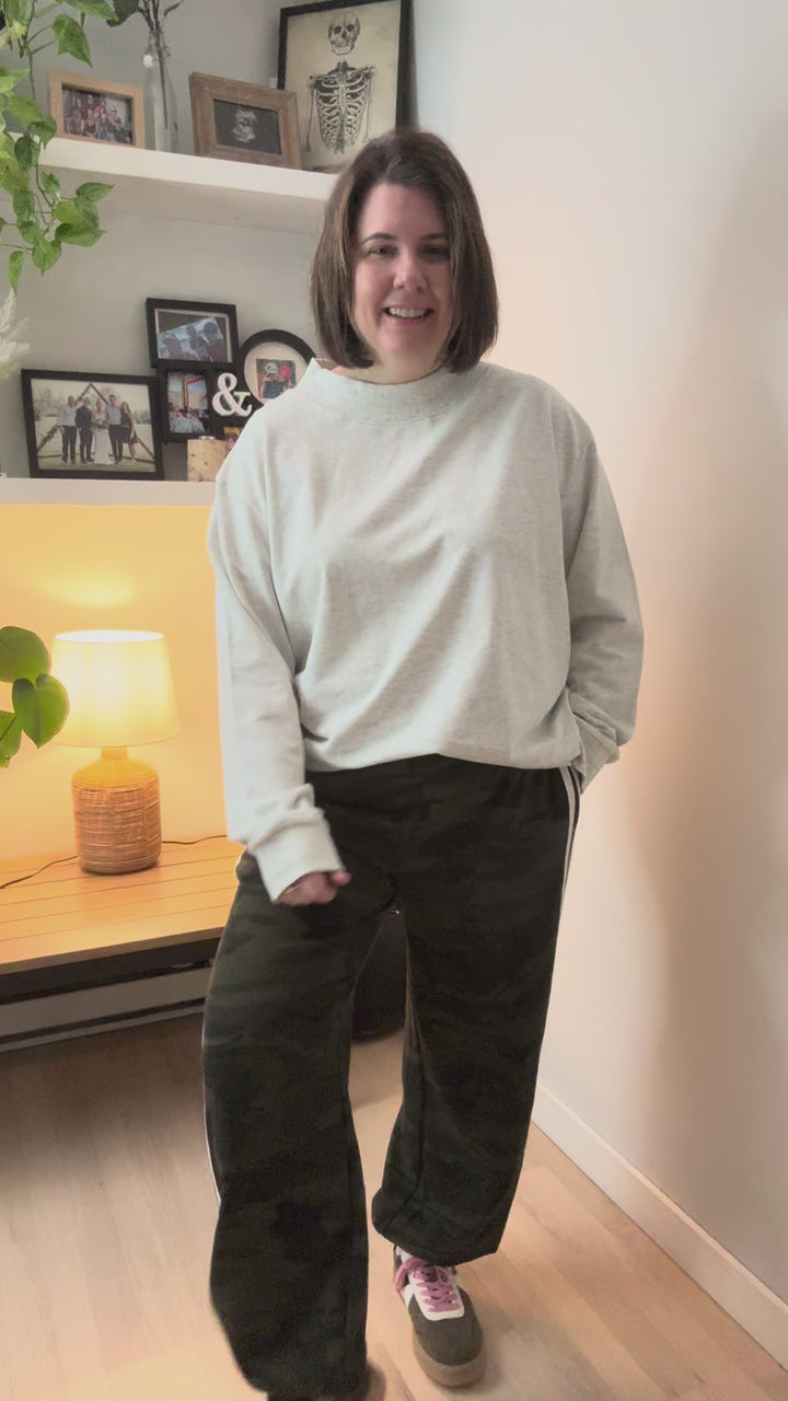Lenny Mock Neck Pullover- HEATHER GREY-FINAL SALE