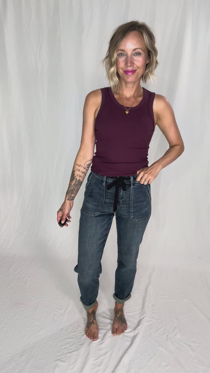 JUDY BLUE Archie Vintage Wash Jogger- DARK-FINAL SALE