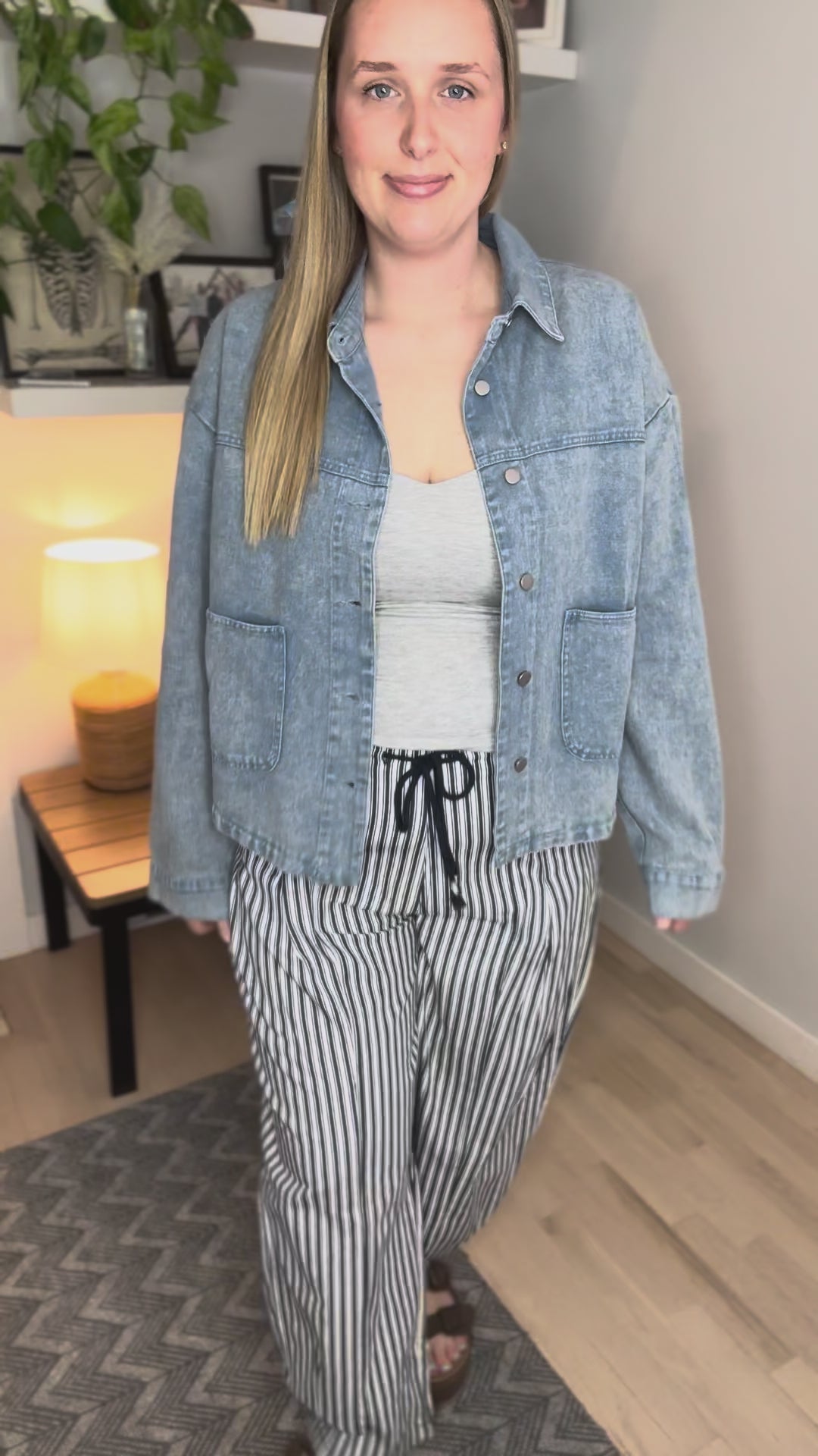 Genevieve Washed Cotton Twill Jacket- DENIM