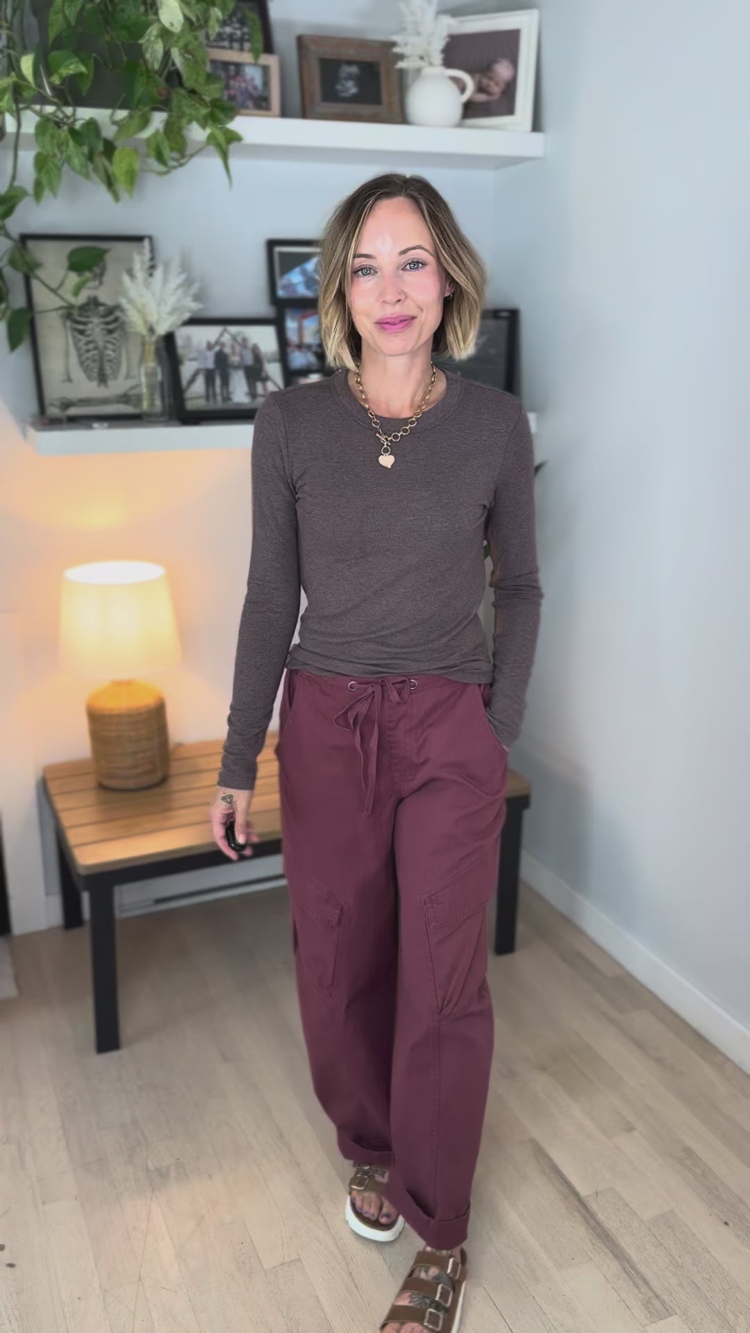 Tansy Basic Crewneck Longsleeve Knit Top- WALNUT