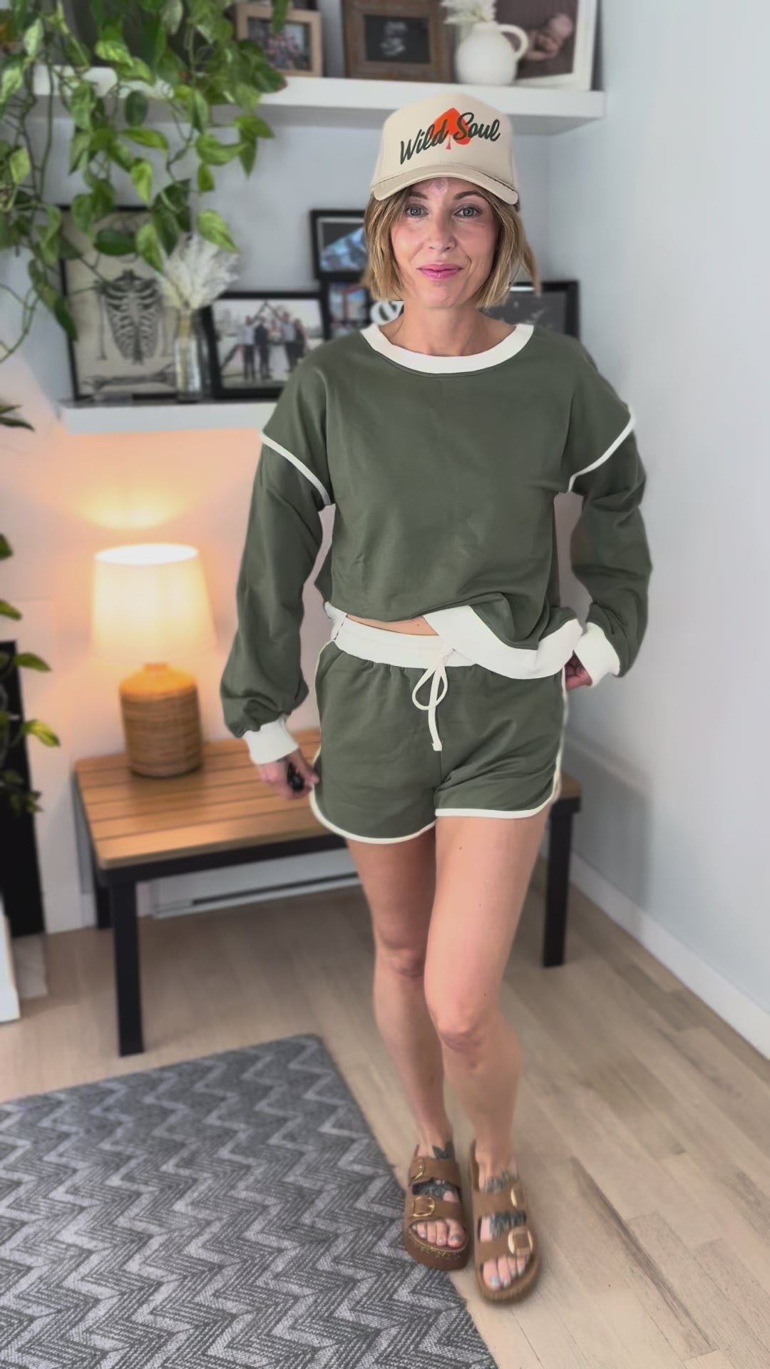 Sheli Cotton Shorts and Top Set- LIGHT OLIVE