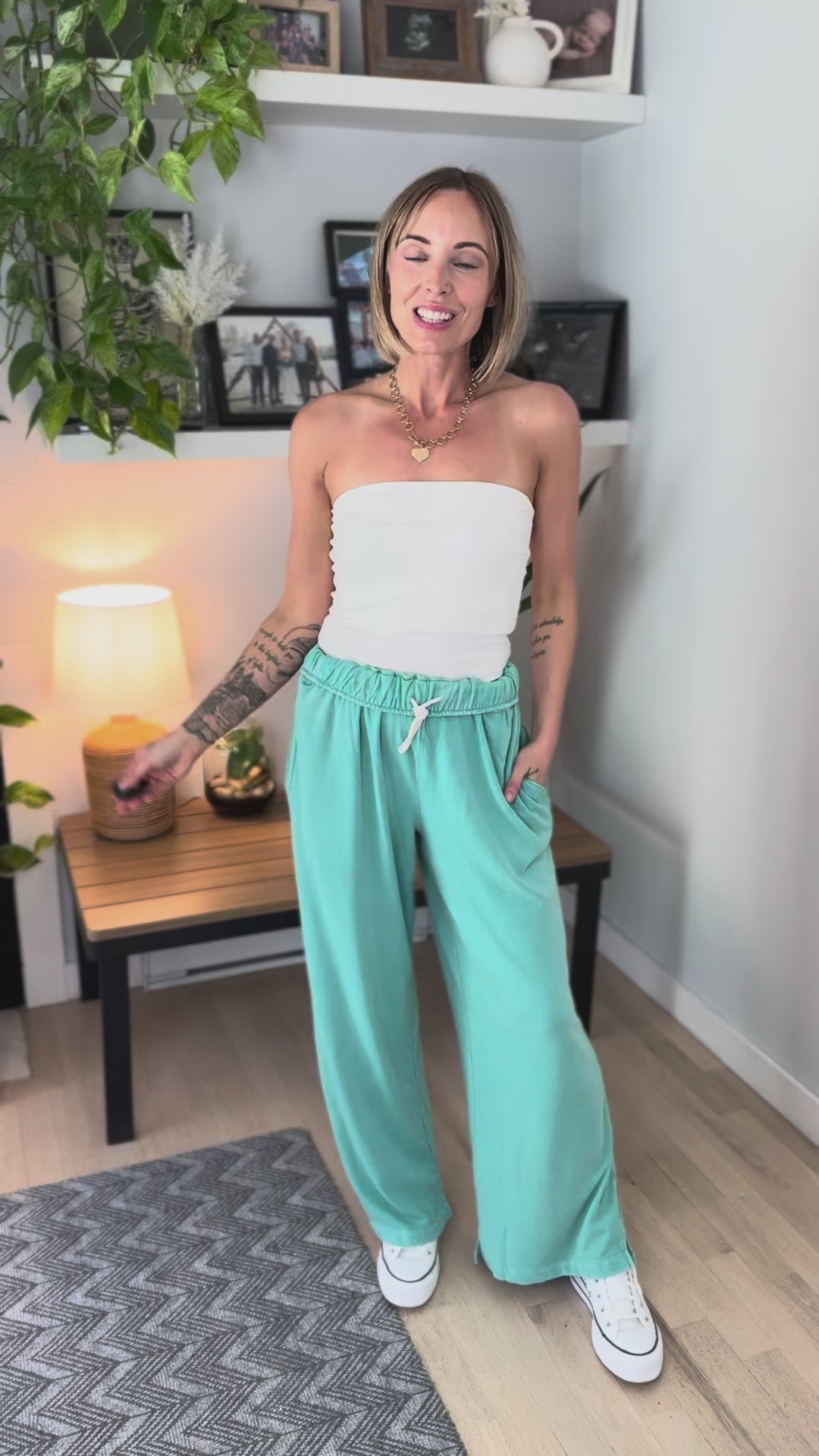 Daydream Foldover Sweatpant- TURQUOISE