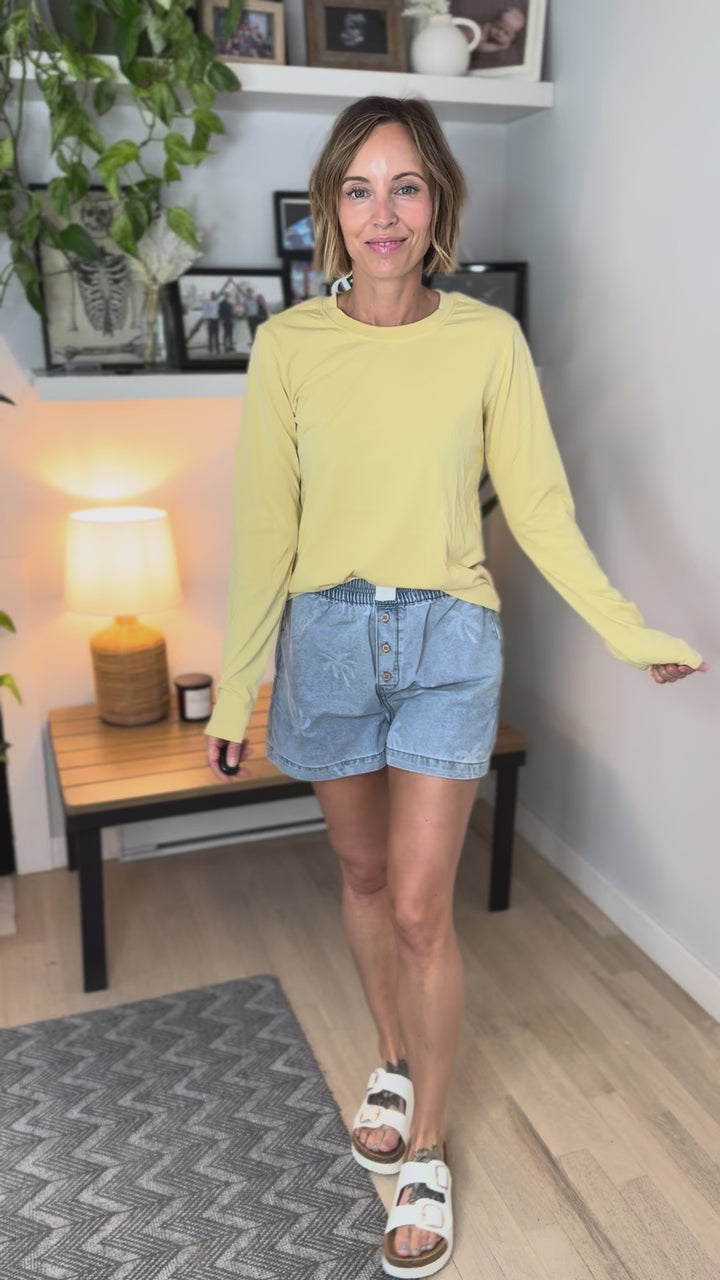 Canyon Cotton Crewneck Long Sleeve- DUSTY YELLOW