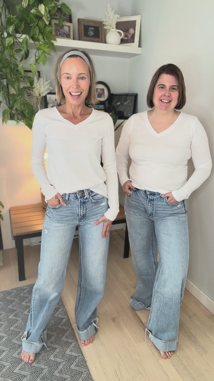 Vervet Scarlett High Rise Cuffed Wide Leg Jeans- LIGHT-FINAL SALE *25*
