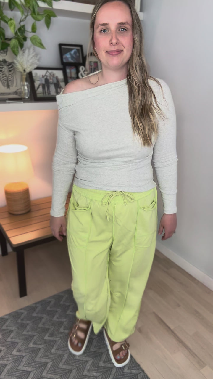 Oprah Jersey Asymmetrical Long Sleeve- OATMEAL