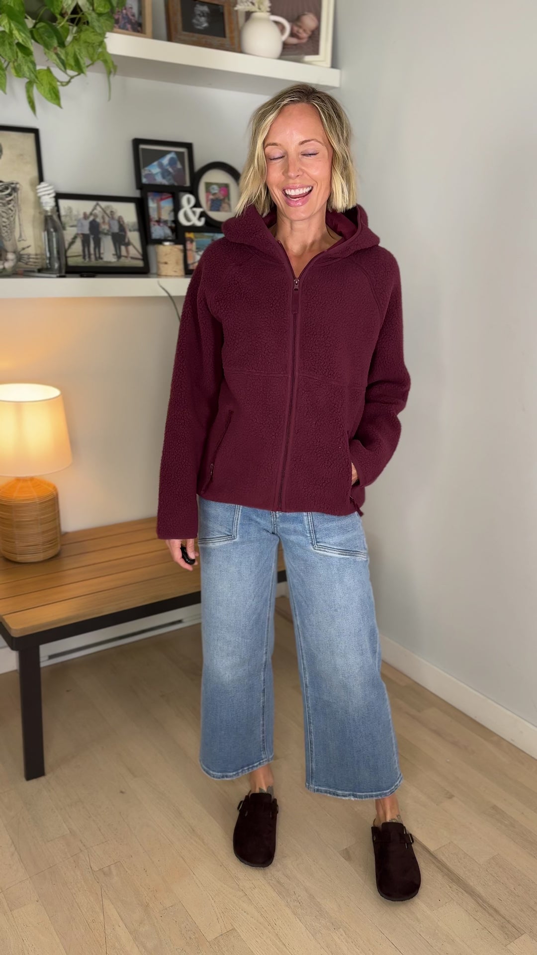 Winslow Button Up Pullover- DARK CHERRY