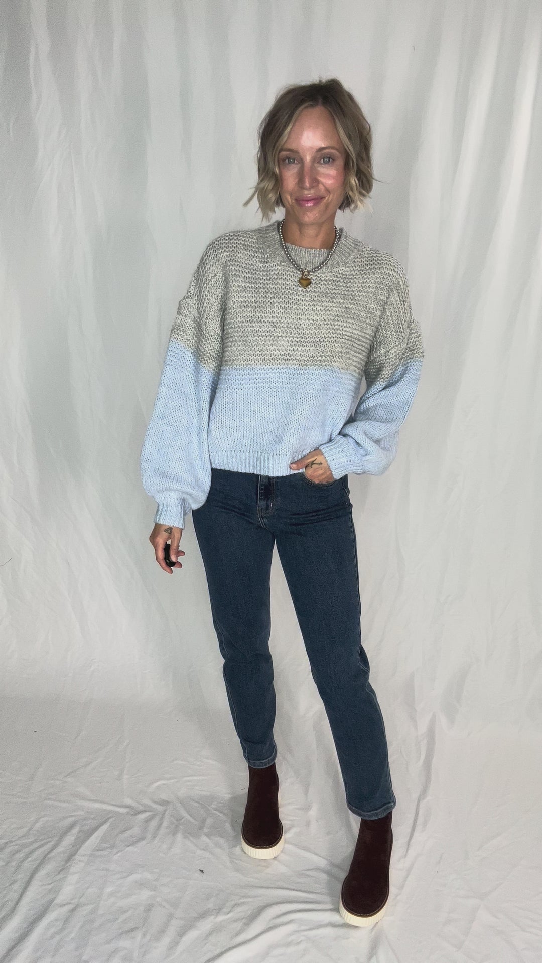NOISY MAY Ophelia High Neck Sweater- CASHMERE BLUE-FINAL SALE *XS*