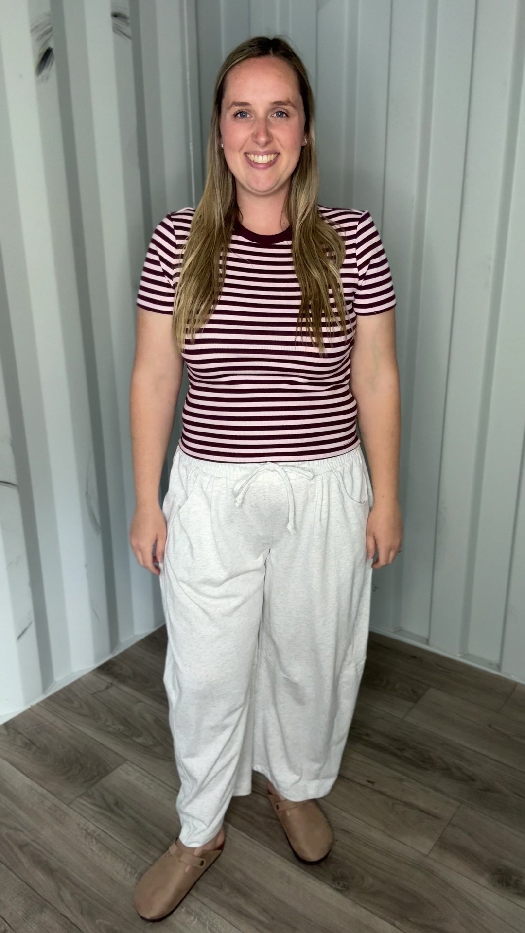 Oakes Cotton Terry Barrel Pant- HTHR GREY