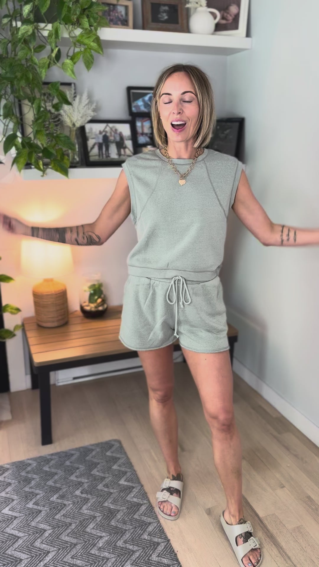 Indira Drawstring Shorts- SAGE GREEN