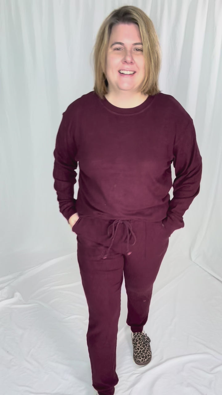 MICHELLE MAE Corrine Joggers- BURGUNDY-FINAL SALE