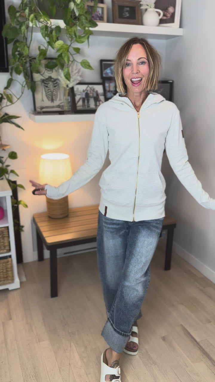 AMPERSAND AVE Full Zip Sweatshirt- CLOUD NINE