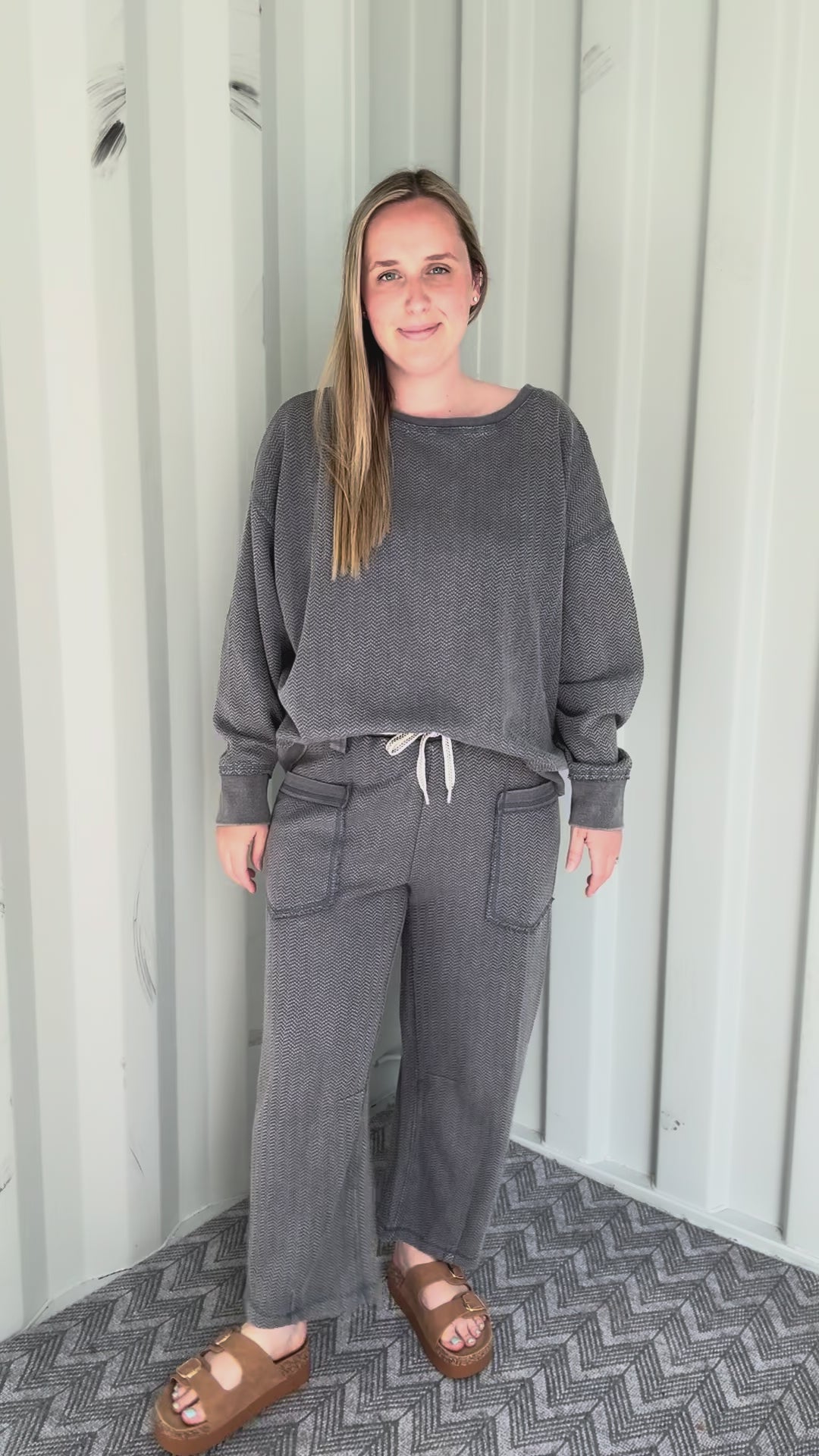 Roonie Textured Knit Pullover- SMOKE BLUE