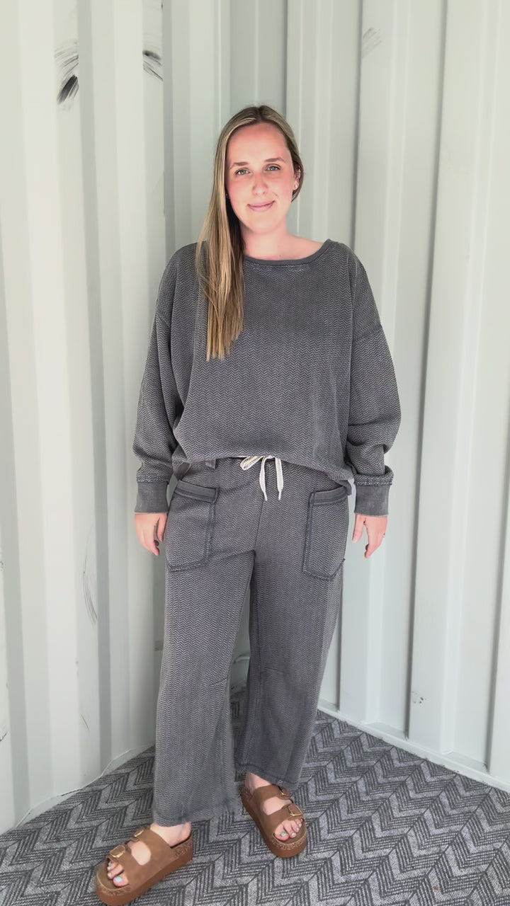 Roonie Textured Knit Pullover- SMOKE BLUE