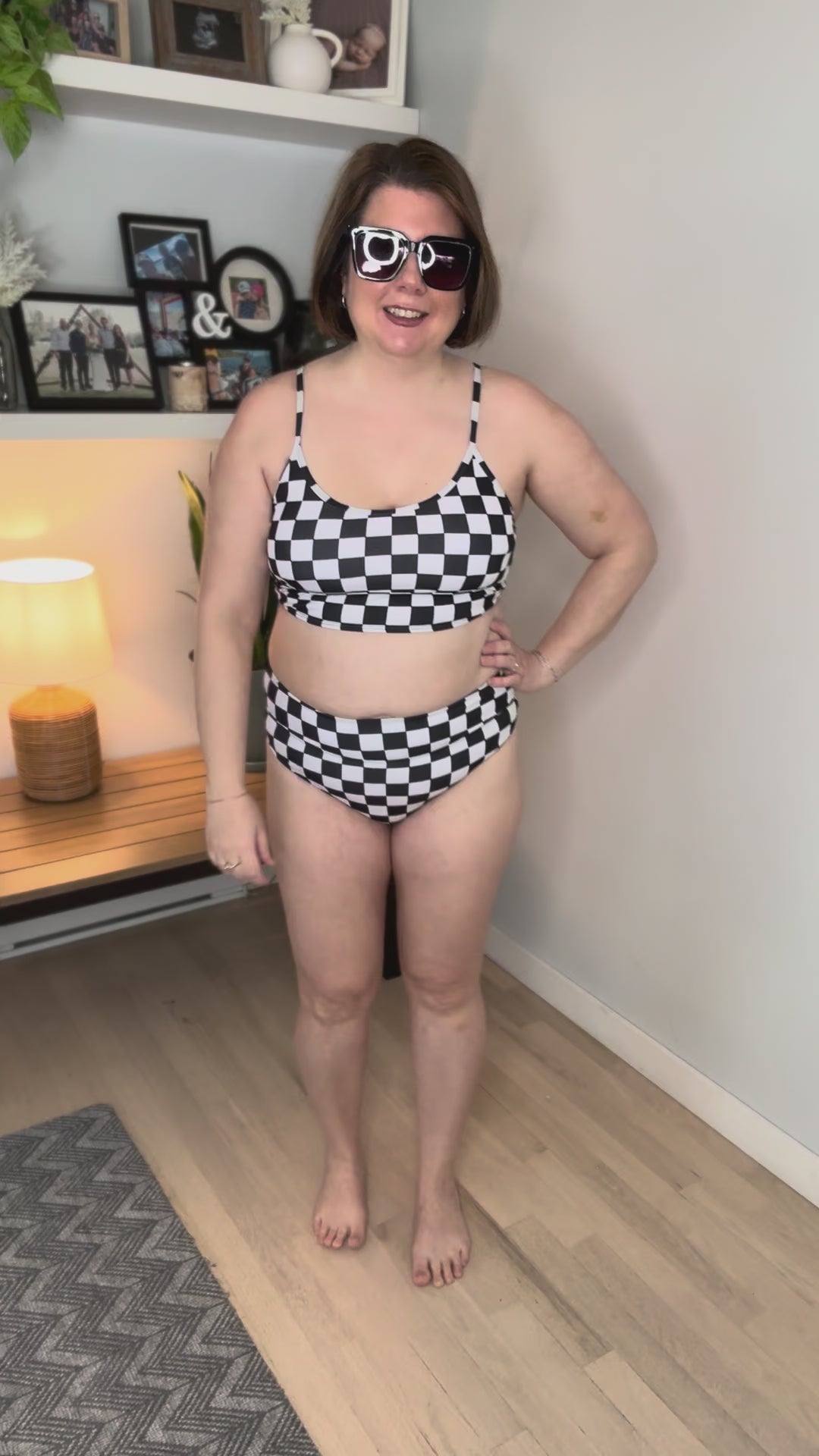 Sundazed Two Piece Swimsuit - BLACK/WHITE CHECKER-FINAL SALE