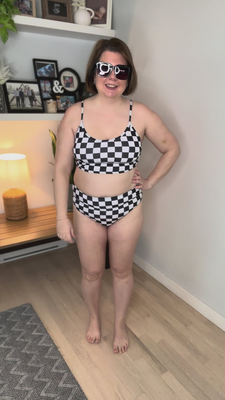 Sundazed Two Piece Swimsuit - BLACK/WHITE CHECKER-FINAL SALE