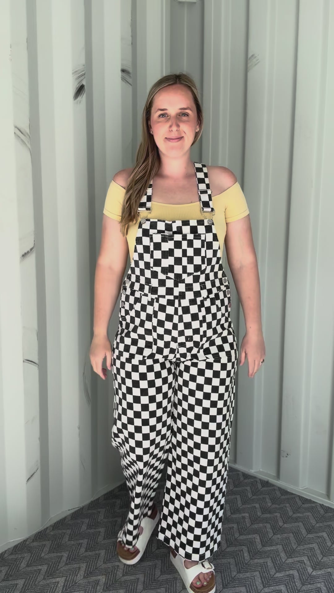 Game Day Checkered Overalls- BLACK
