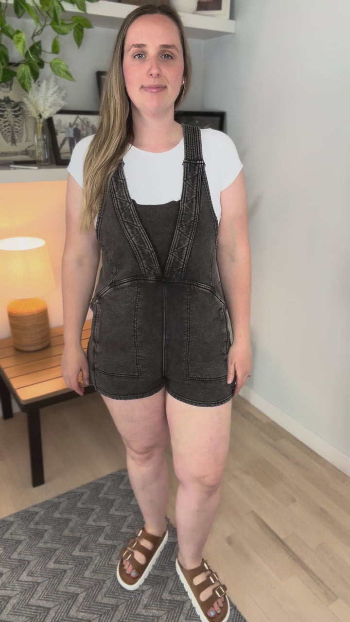 Elena Washed Romper- BLACK **PRE-ORDER JUNE 5TH**