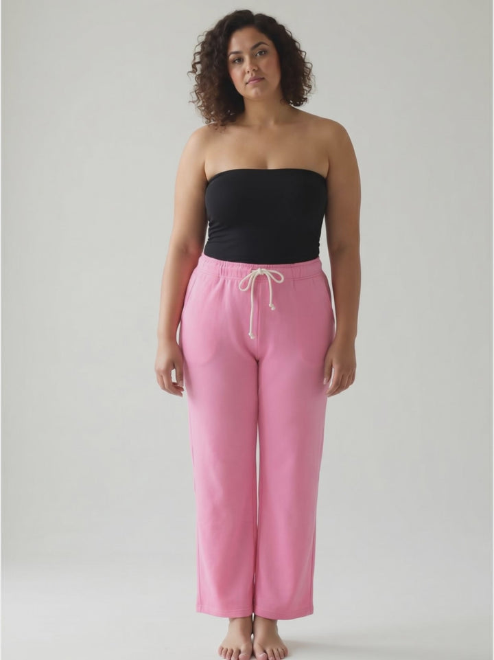 Chiara French Terry Tie Waist Pant- PUNCH