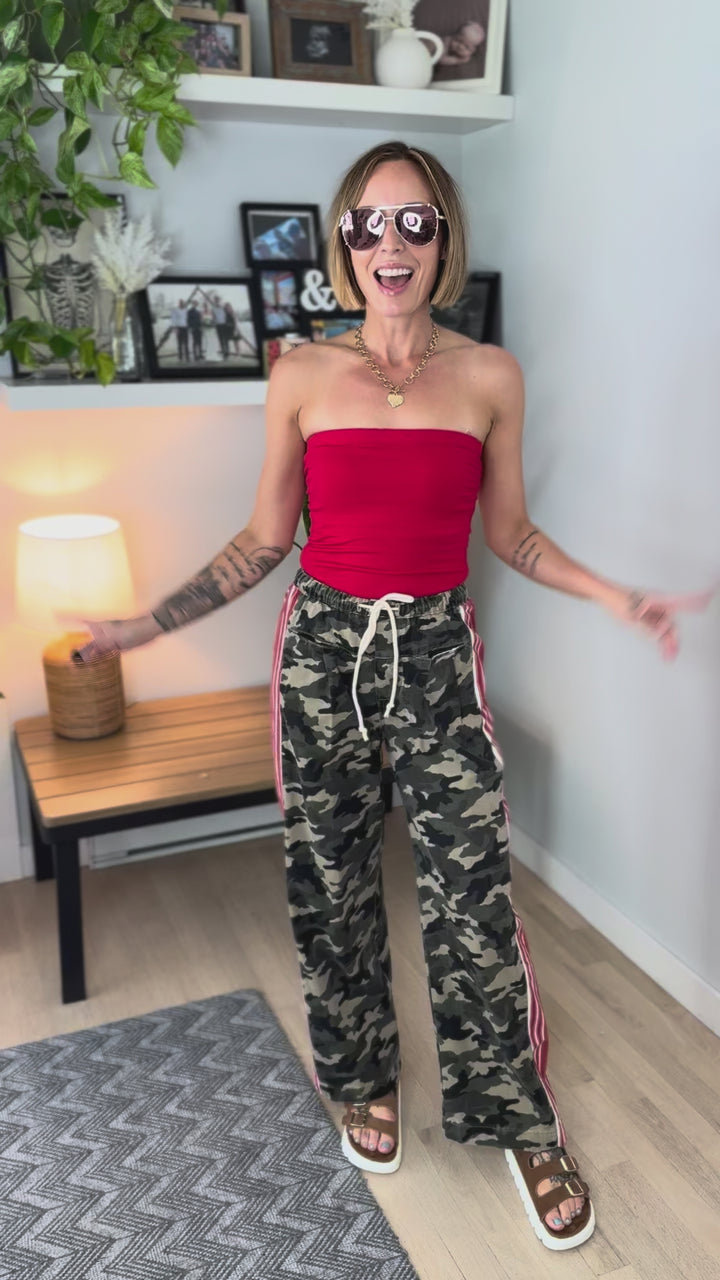 Coraline Heavy Cotton Drawstring Pant- CAMO