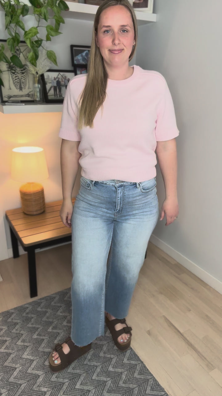 Saylor Raglan Sweater Top- PEONY PINK