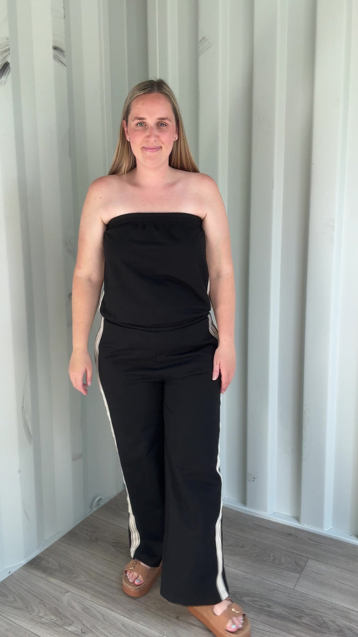 Ressey Side Stripe Jumpsuit- BLACK