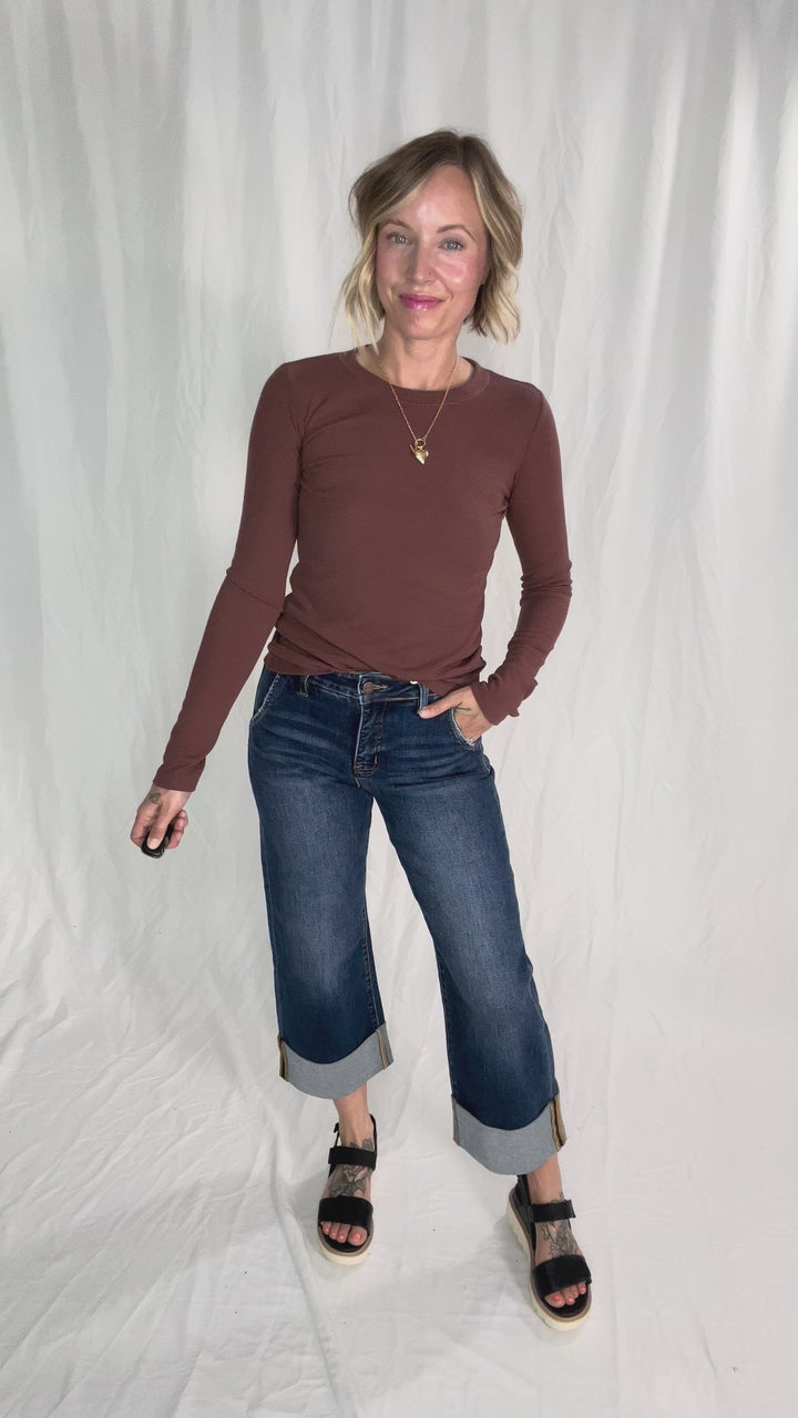 Beth Ribbed Long Sleeve- ESPRESSO-FINAL SALE