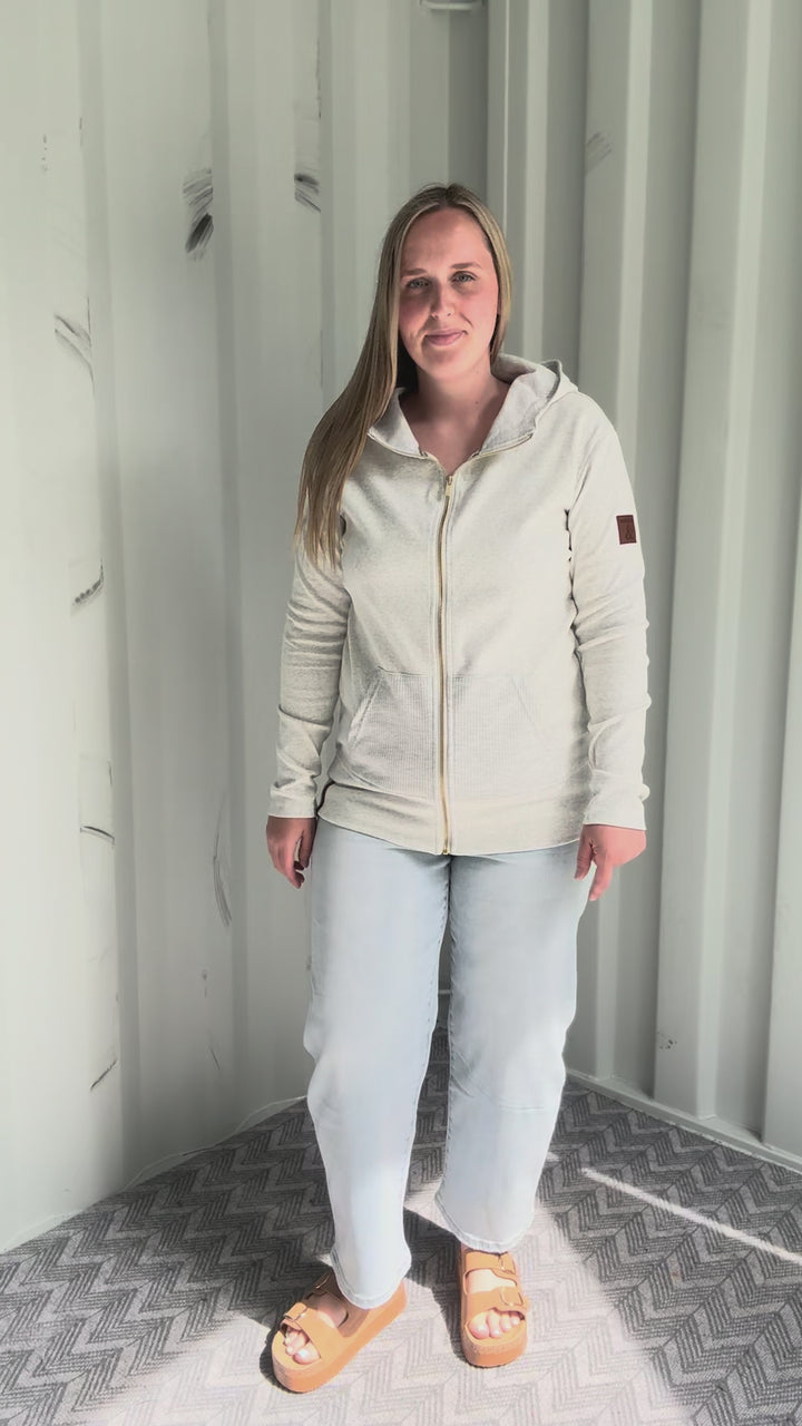 AMPERSAND AVE Full Zip Sweatshirt- CLOUD NINE