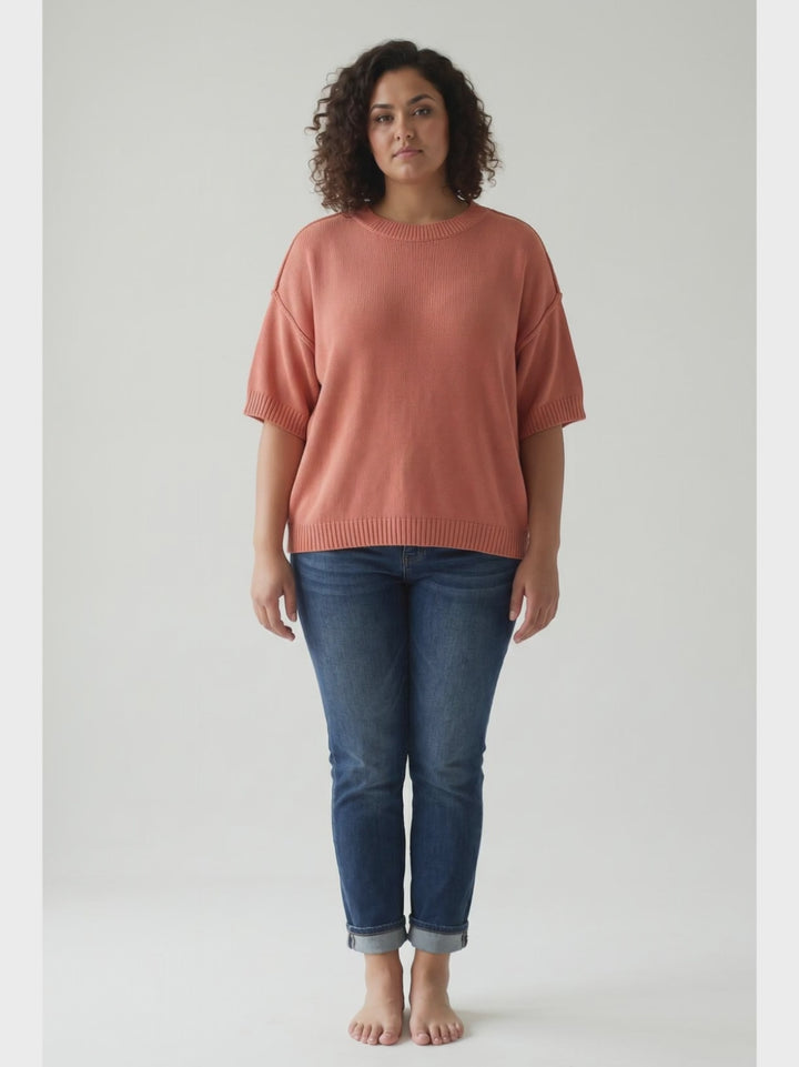 Sunspell Drop Shoulder Knit Top- POPPY