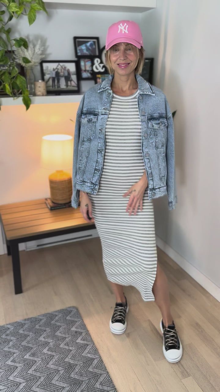 Halo Ribbed Midi Dress- HEATHER GREY