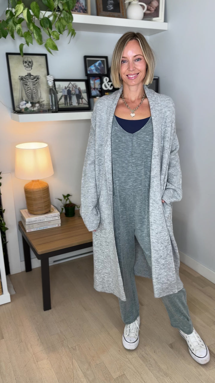 Fallia Oversized Sweater Coatigan- HEATHER GREY