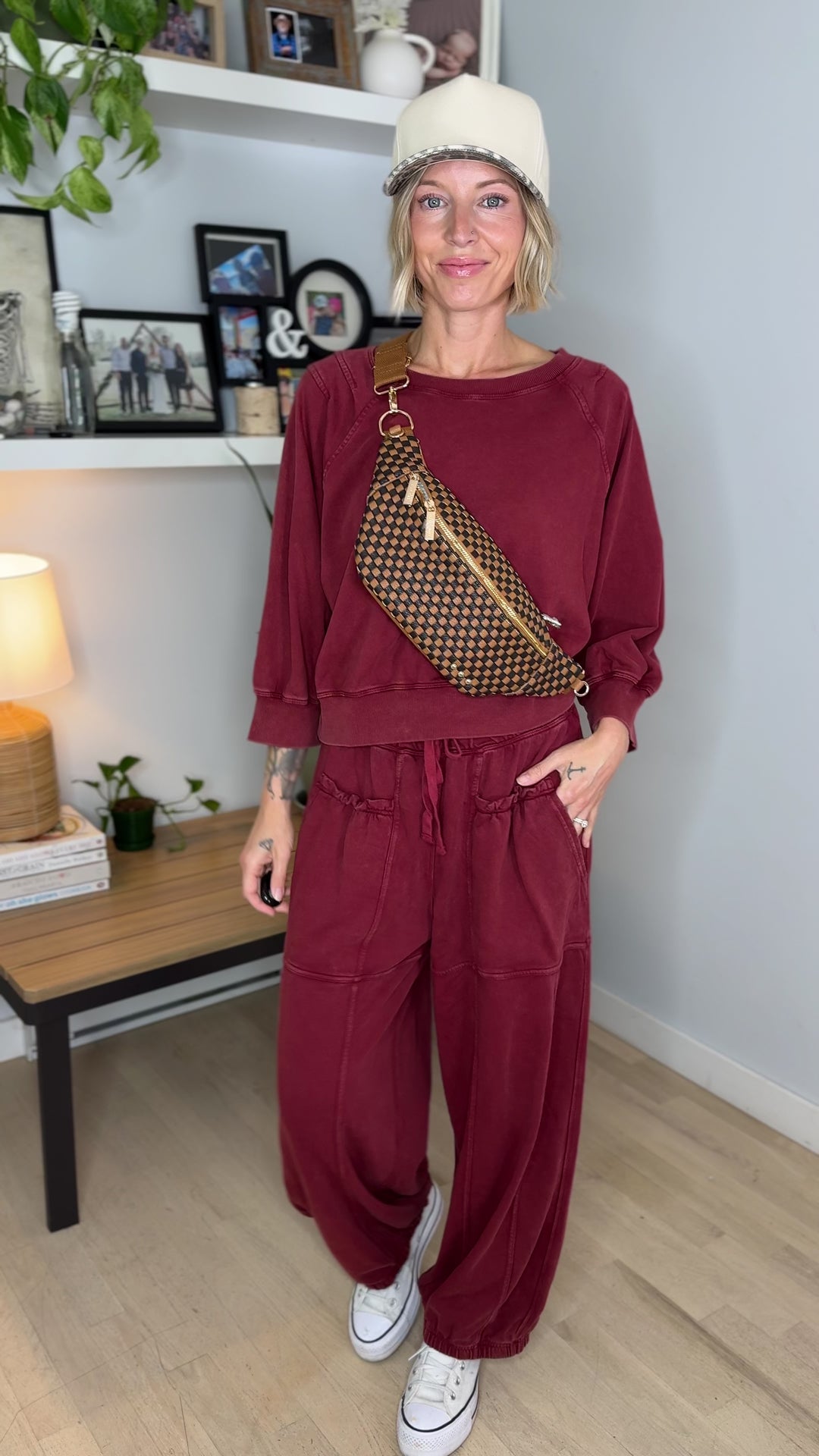 Kerima Washed Cotton Barrel Set- CRIMSON