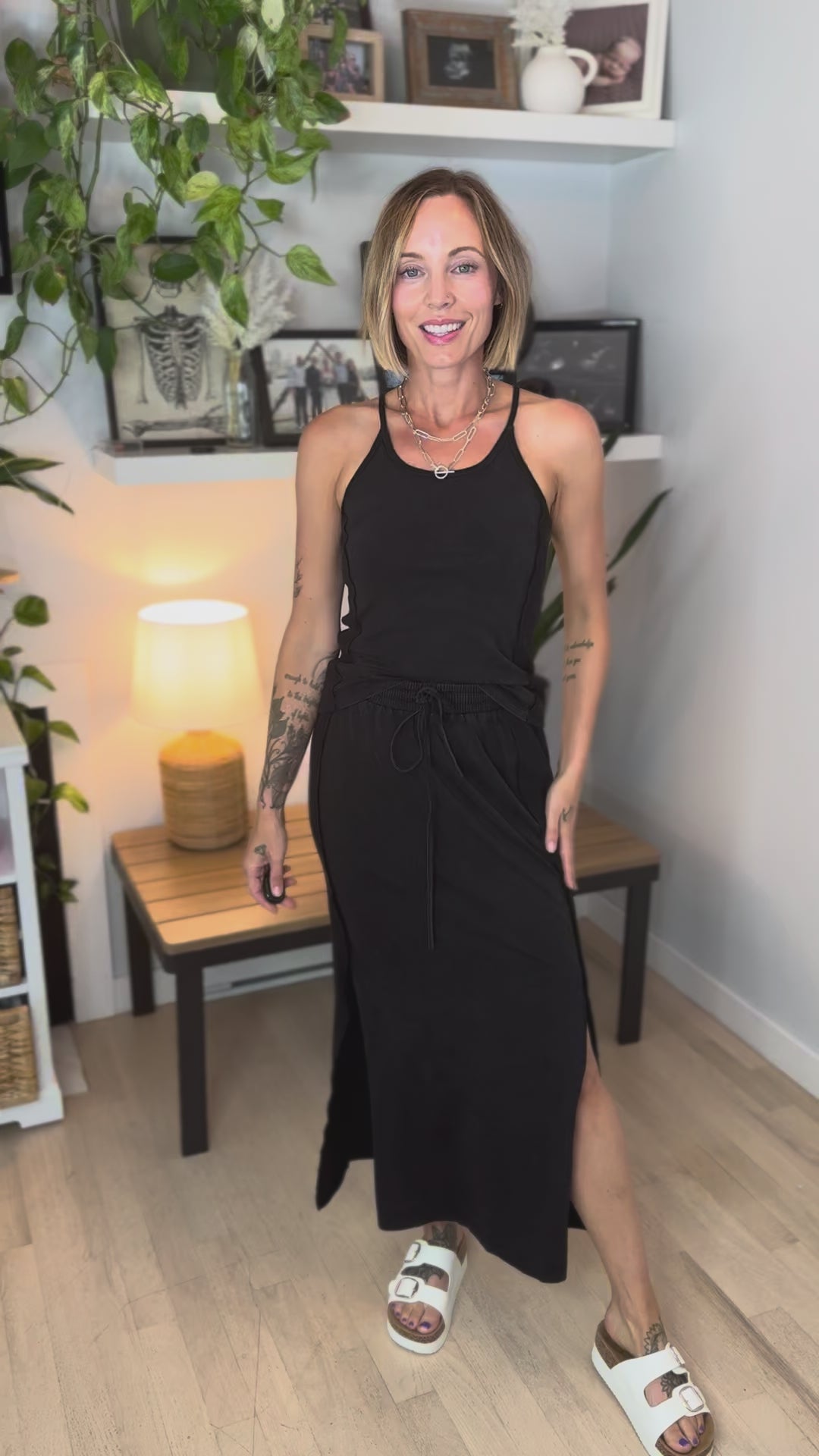 Chandler Mineral Wash Skirt Set- ASH BLACK