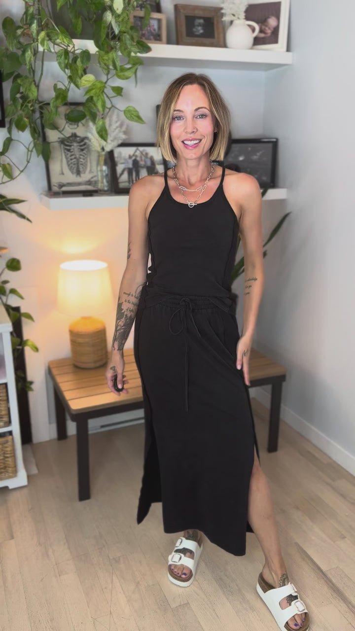Chandler Mineral Wash Skirt Set- ASH BLACK