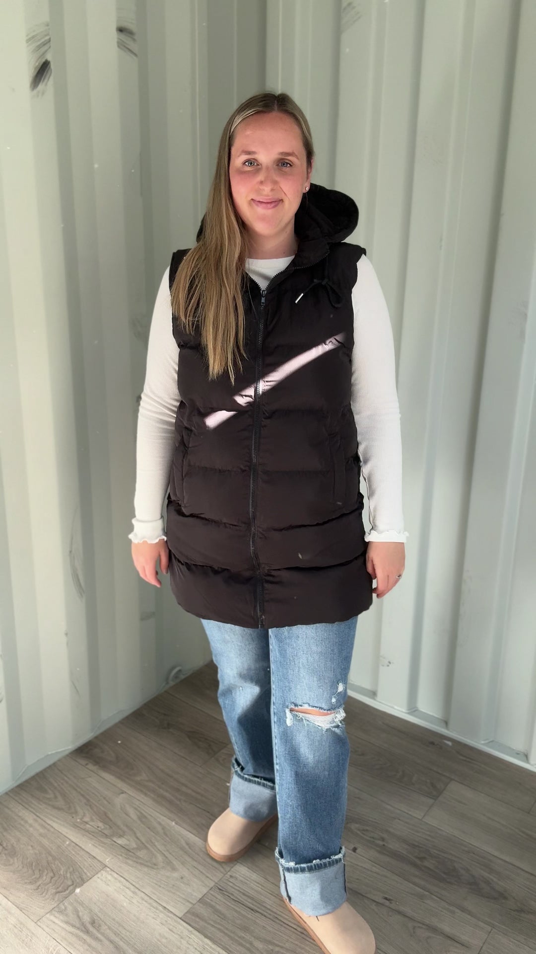 Everest Hooded Puffer Vest- BLACK