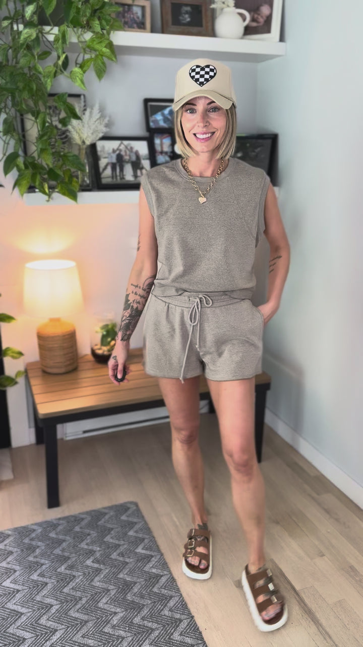 Orla Fleece Tank + Shorts Set- MOCHA