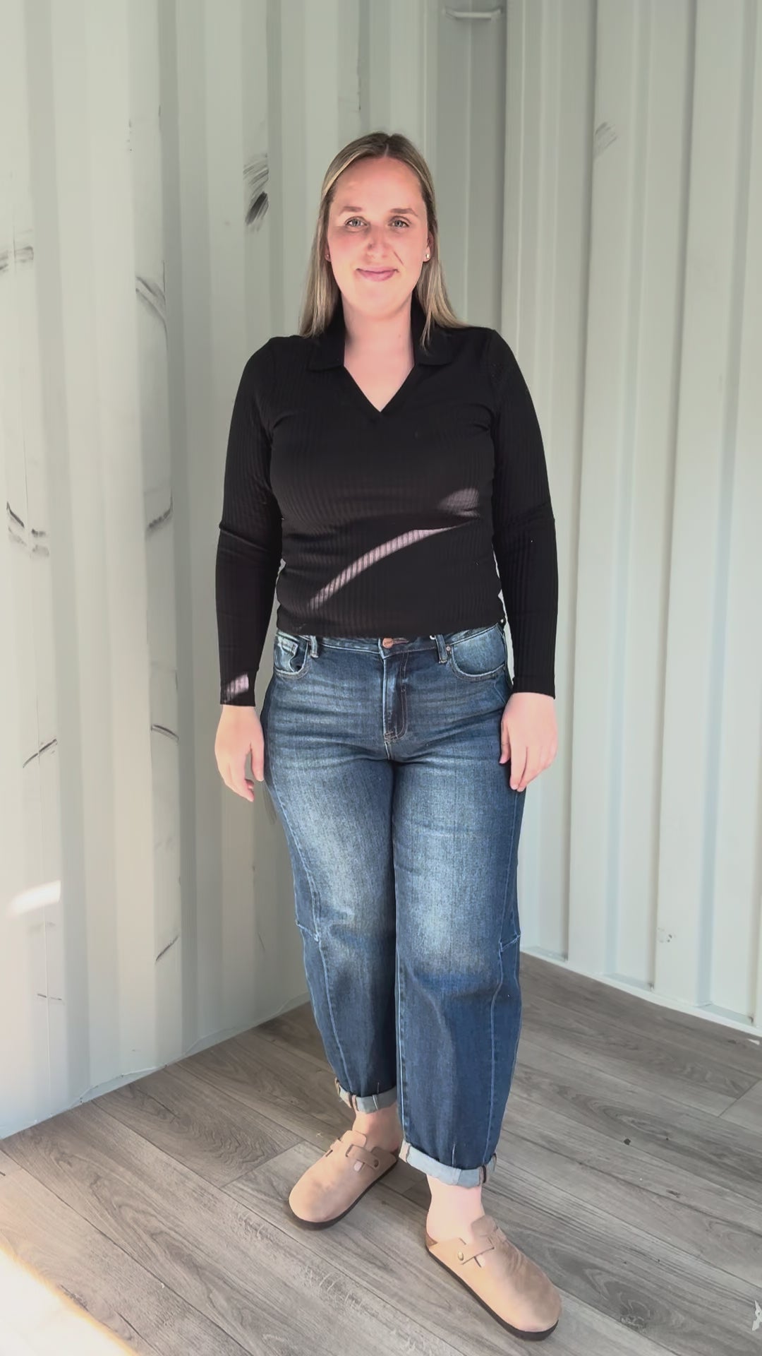 Only Daisy Long Sleeve Collar Top- BLACK-FINAL SALE