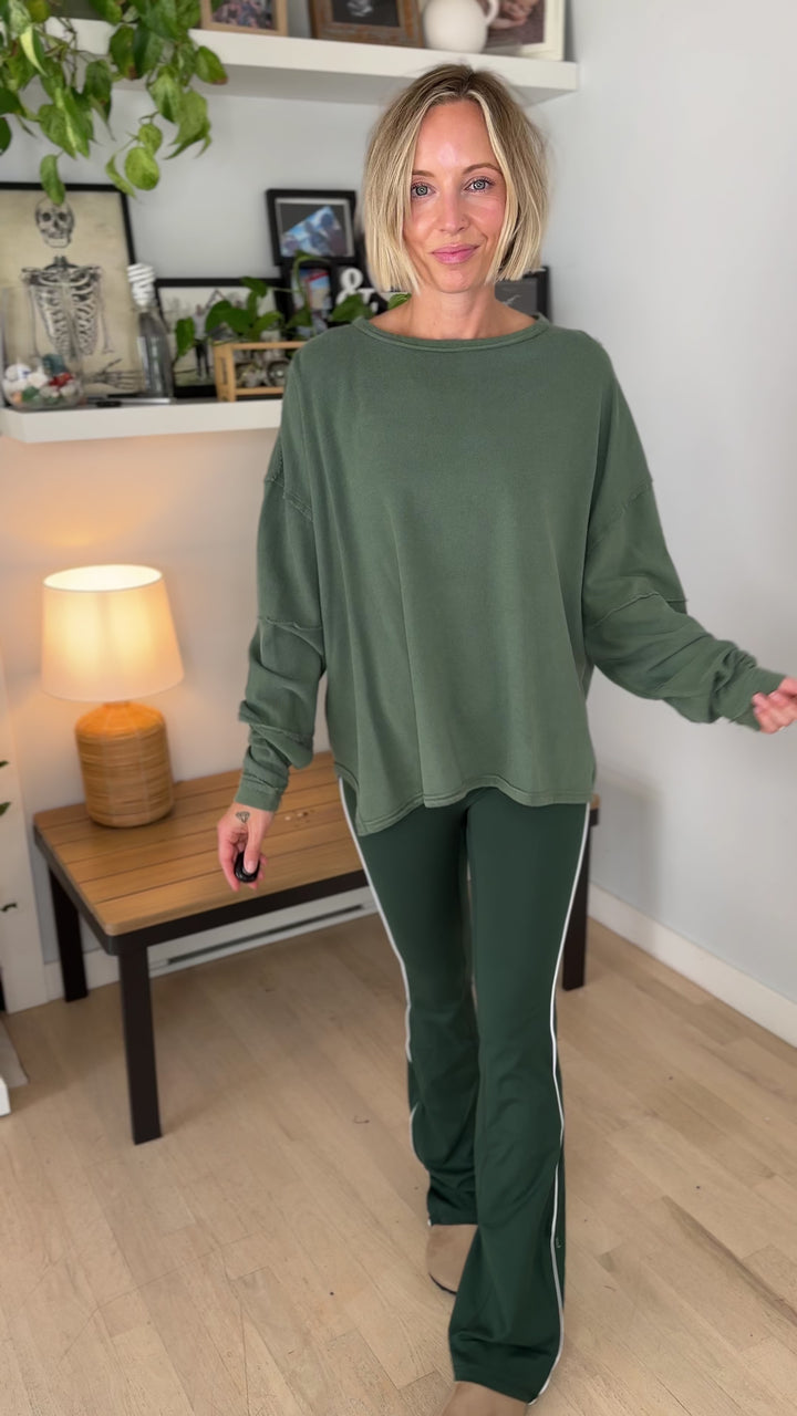 Mono B Jacey Classic Cotton Pullover- SYCAMORE-FINAL SALE *S*