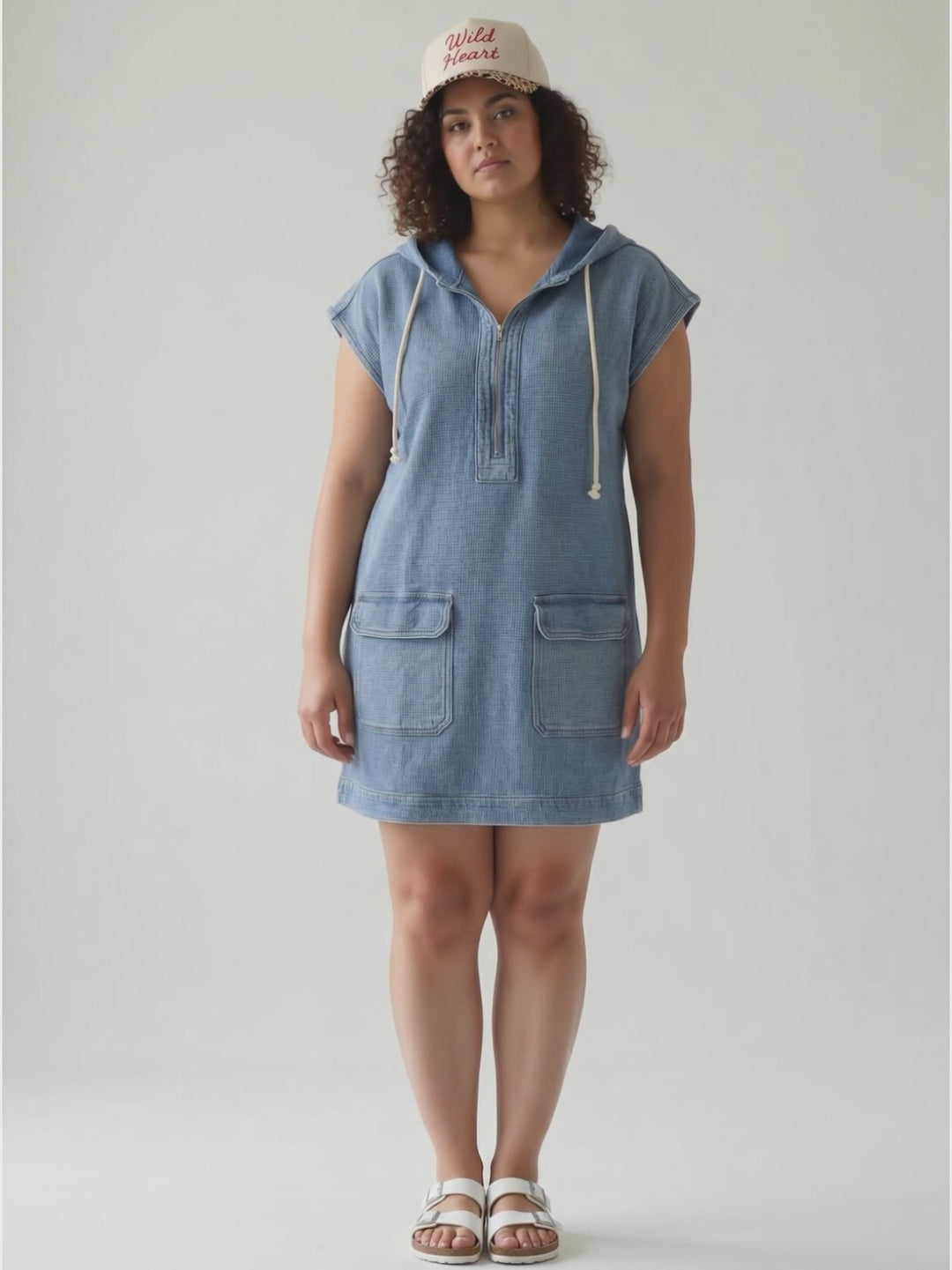 Emmy Cotton Denim Hoodie Mini Dress- DENIM-FINAL SALE *S*