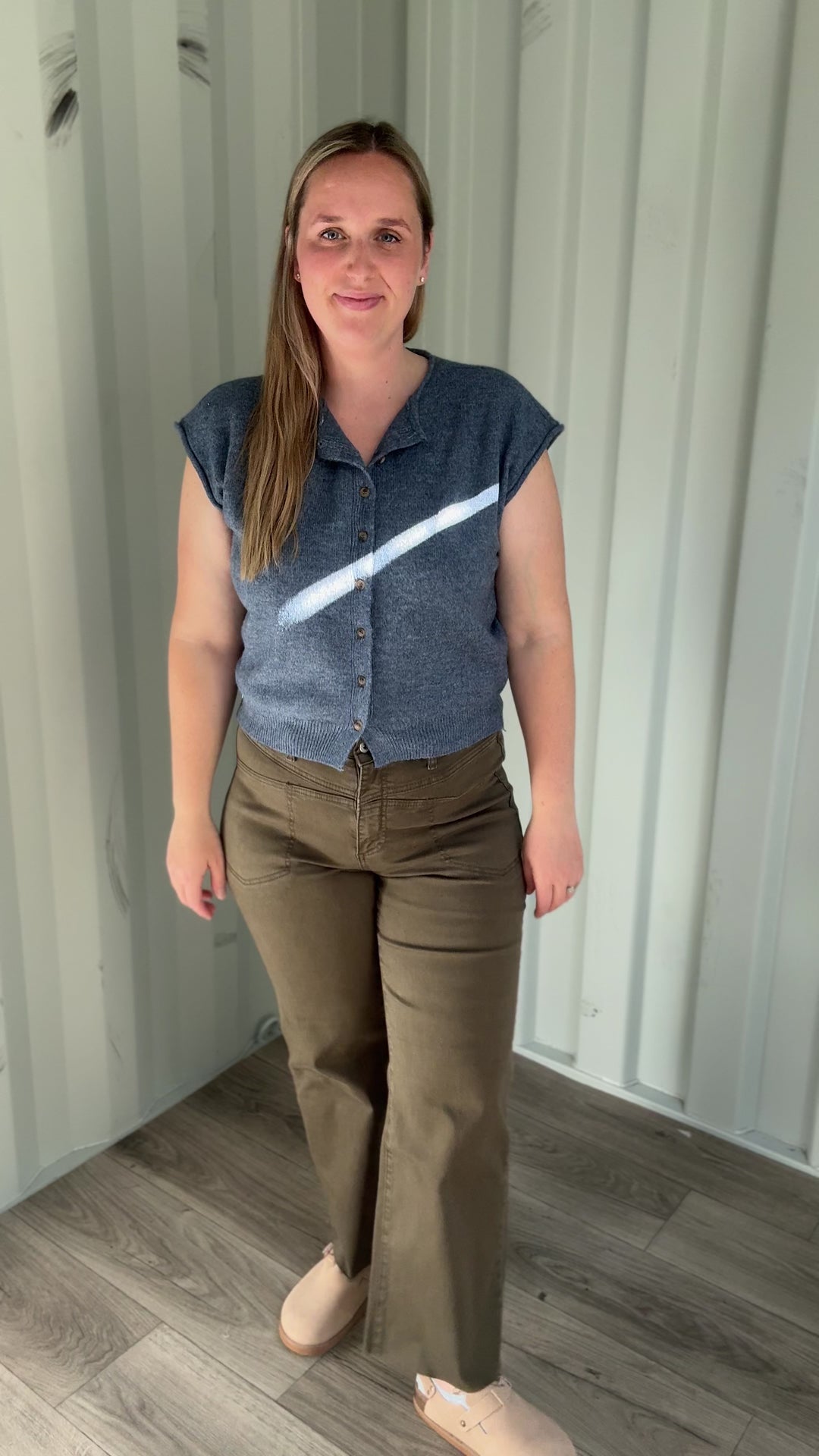 Tawny Sleeveless Button Up Cardigan- DENIM