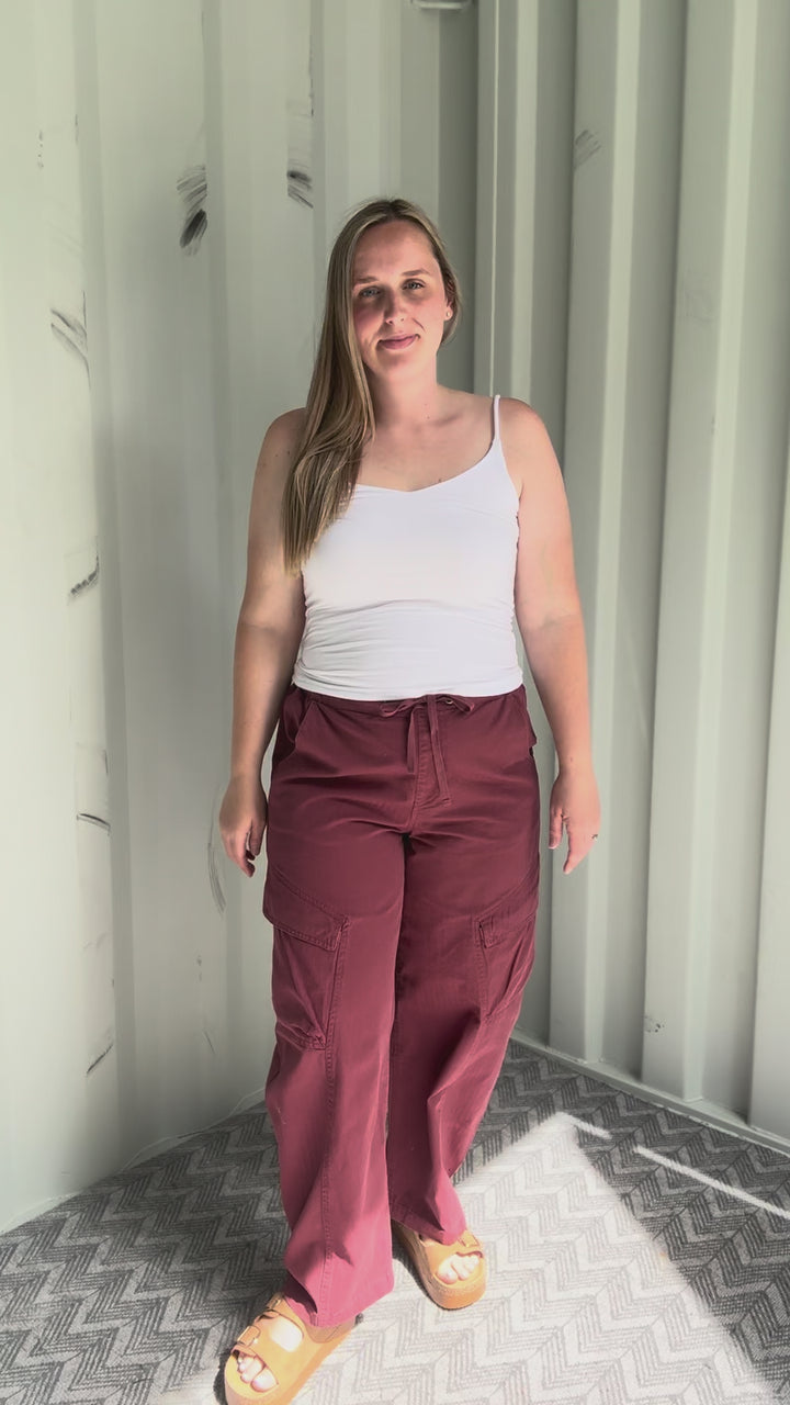 Sutton Drawstring Cargo Pant- TERRACOTTA
