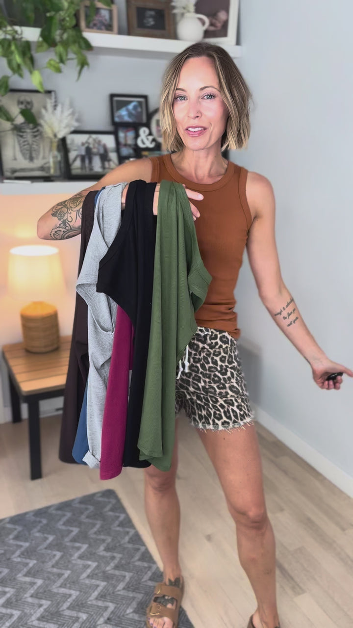 Mono B Billie Essential Micro Ribbed Tank- GOLDEN HOUR