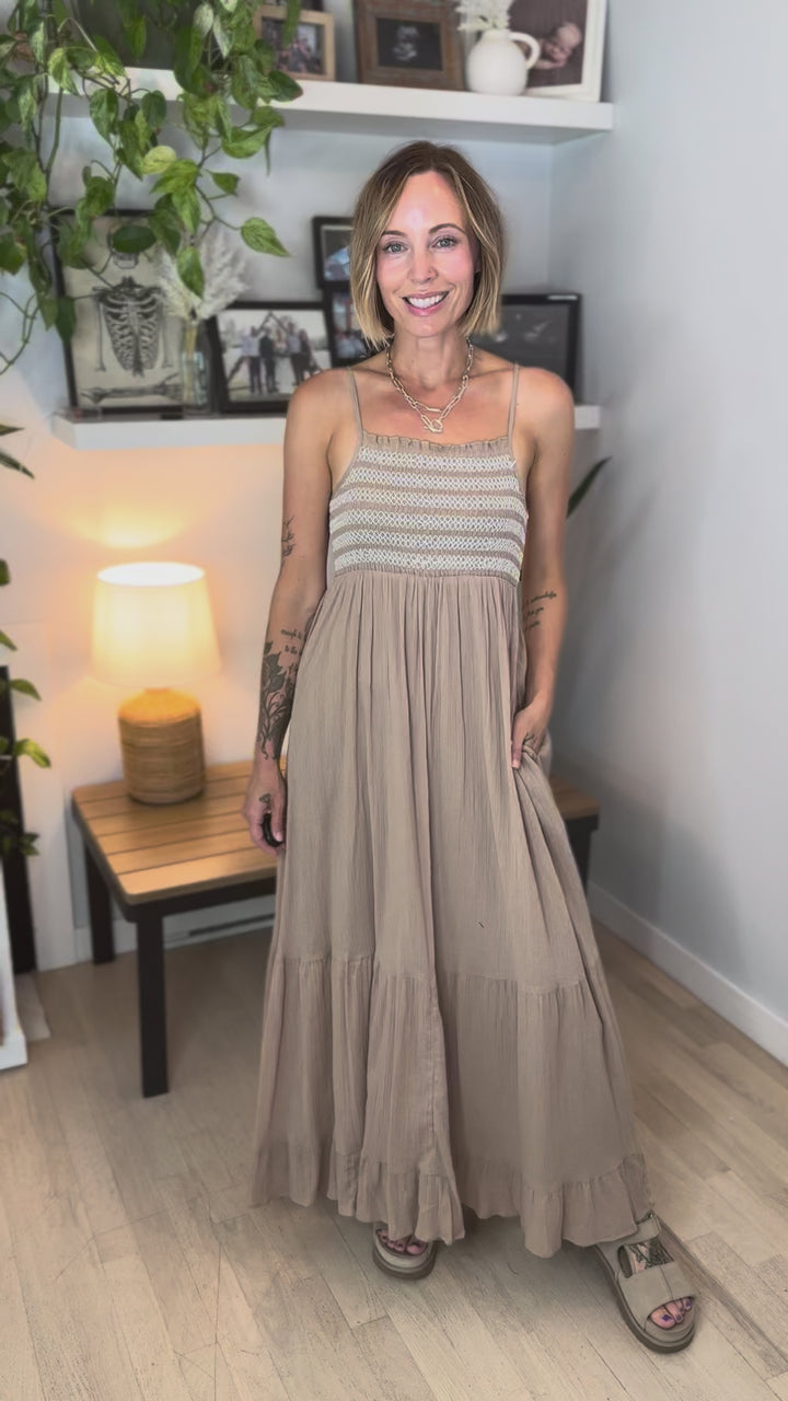 Marbelle Smocked Maxi Dress- BEACH SAND