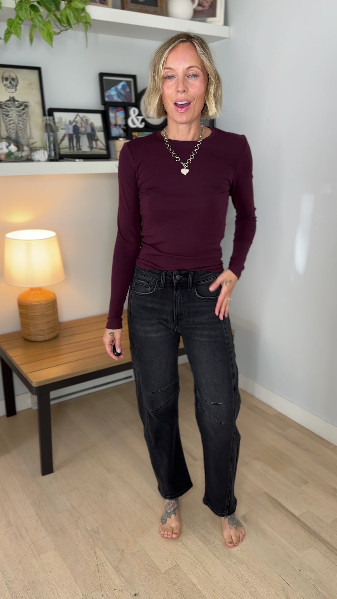 Only Riley Organic Cotton Long Sleeve Top- WINE TASTING