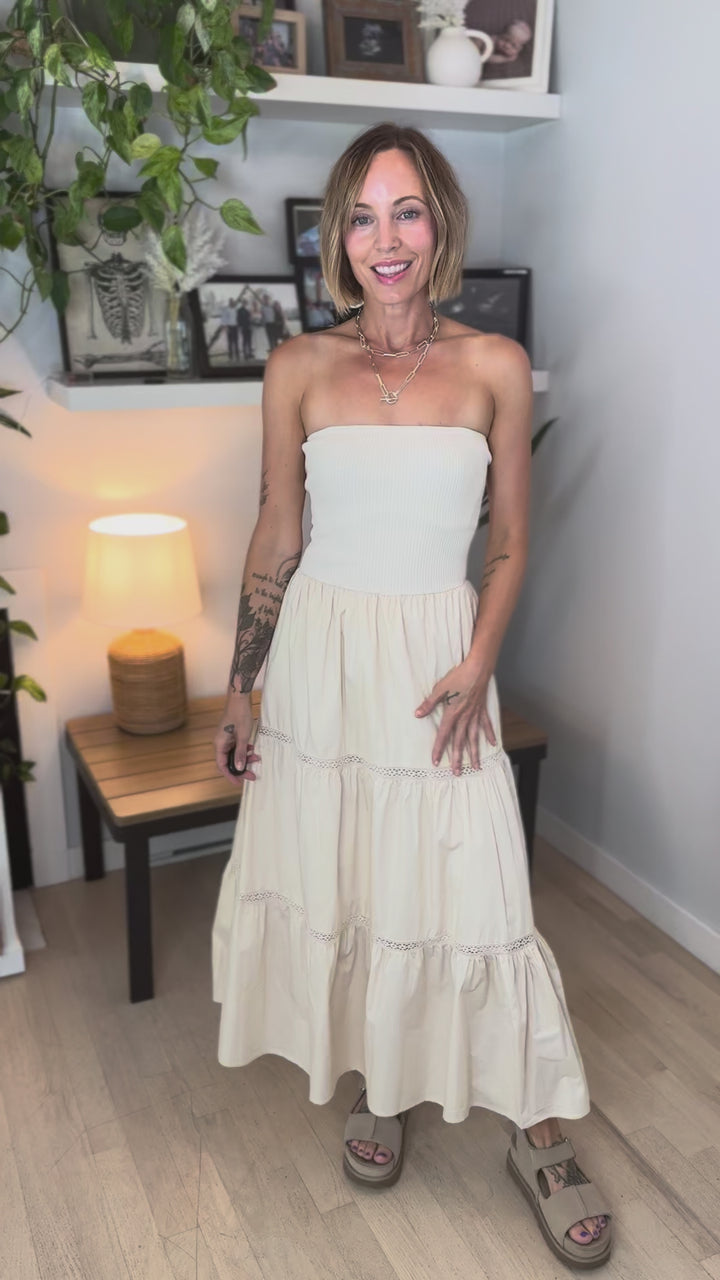 Coconut Cove Strapless Dress- NATURAL-FINAL SALE