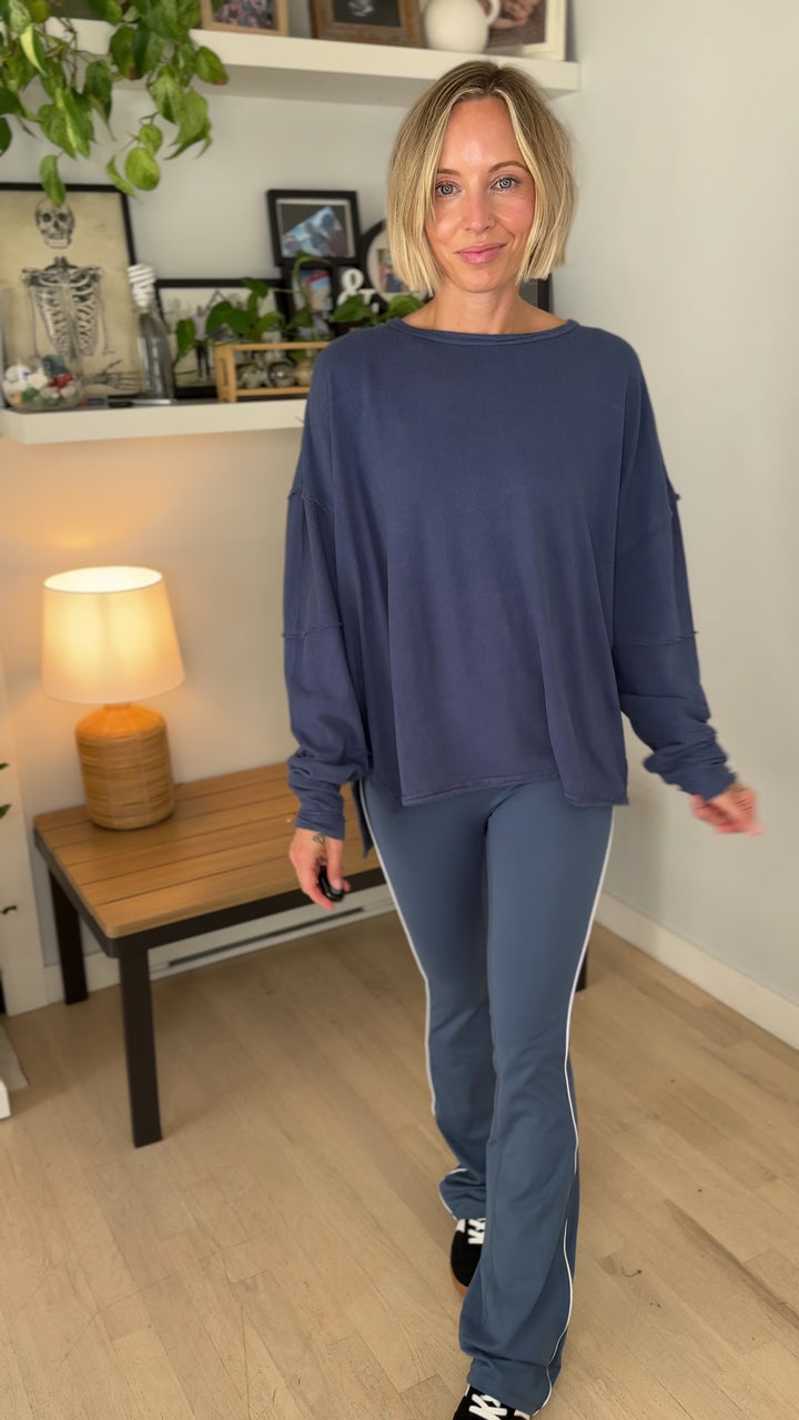 Mono B Jacey Classic Cotton Pullover- OCEAN-FINAL SALE