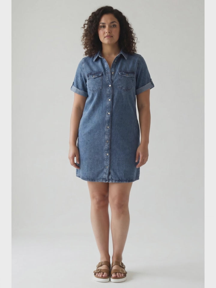 VERO MODA Jennie Denim Midi Dress- MEDIUM WASH-FINAL SALE