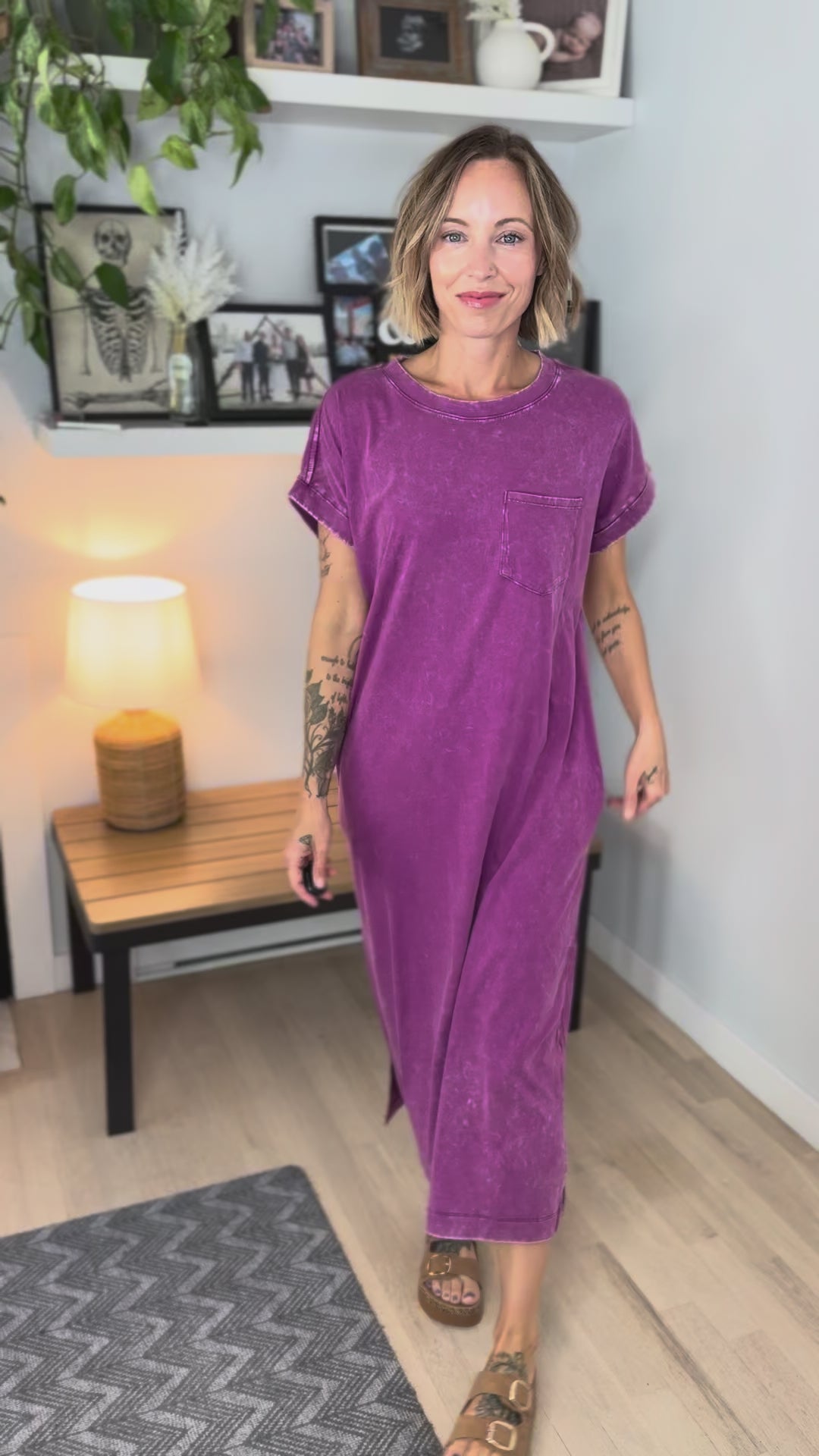 Northstar Washed Cotton Midi Dress- LT PLUM-FINAL SALE