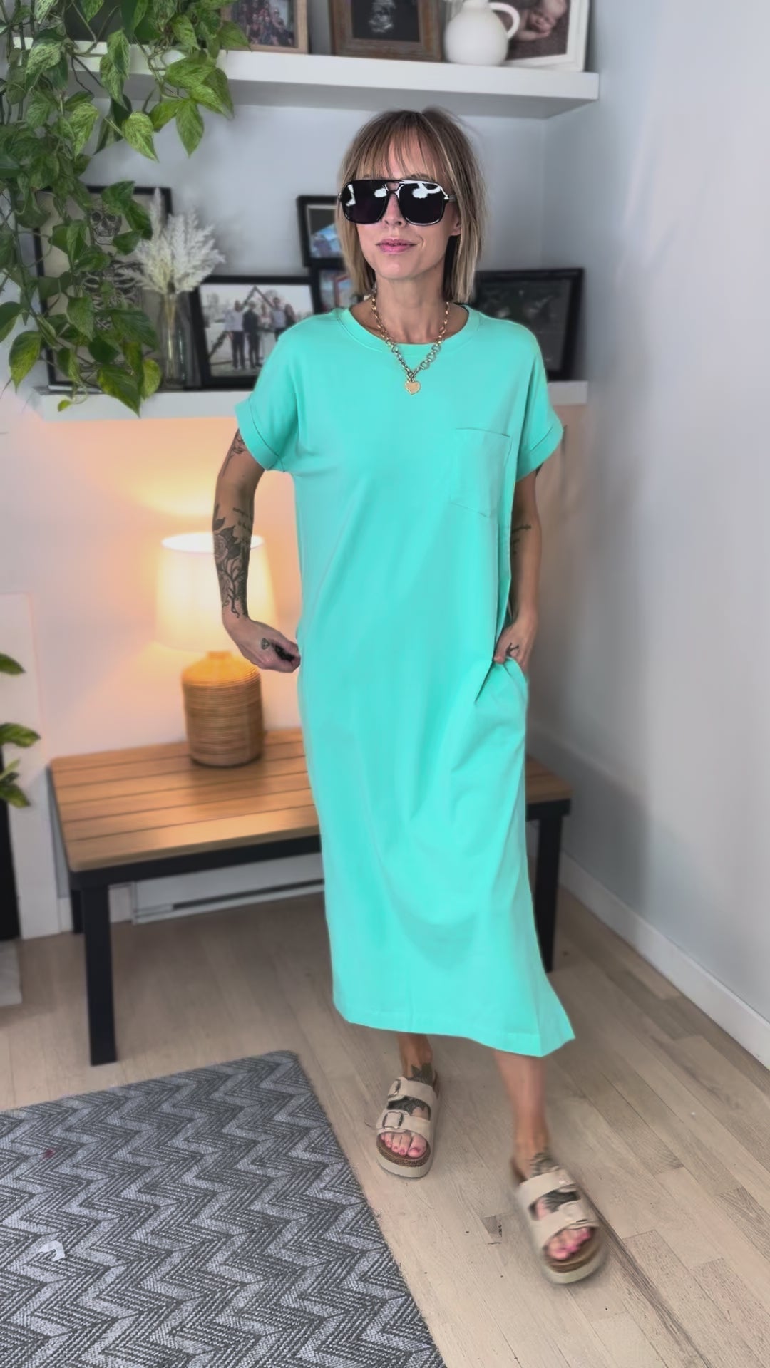 Yara Stretch Cotton Midi Dress- MINT
